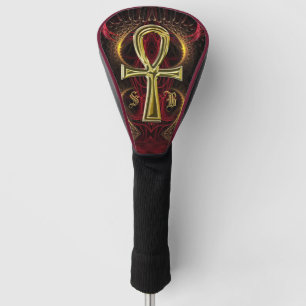 Golf Goddess Gold Ankh Custom Monogram Initials Headcover