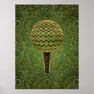 Golf Gold Green Filigree Sportart Poster