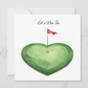 Golf-Golf-Flagge auf Herzform auf Putting-Green Einladung
