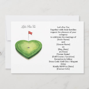 Golf-Golf-Flagge auf Herzform für die Hochzeit Einladung