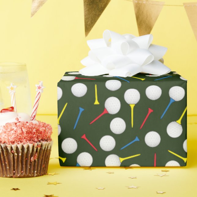 Golf Golfbälle und Tees Golfer Geschenkpapier (Geburtstagsparty)