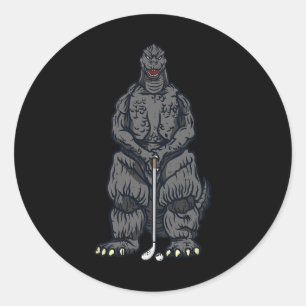 Golf Golfen Japanischer Film Dinosaurier Monster G Runder Aufkleber