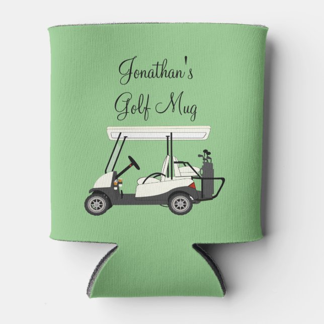 Golf Golfer Cart Personalisierter Kaffeebär Dosenkühler (Vorderseite)