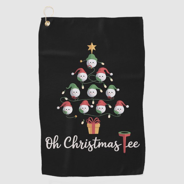 Golf Golfer Funny Golfing Oh Christmas Tee Golfhandtuch (Vorderseite)