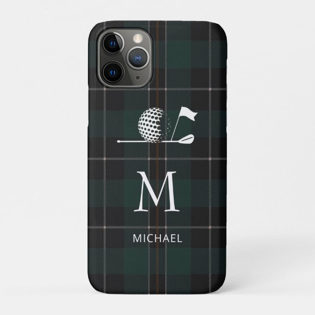 Golf Golfer Geschenk Elegant Kariert Monogramm Maß Case-Mate iPhone Hülle (Rückseite)