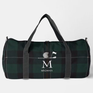 Golf Golfer Geschenk Elegantes Karo Monogramm Cust Duffle Bag