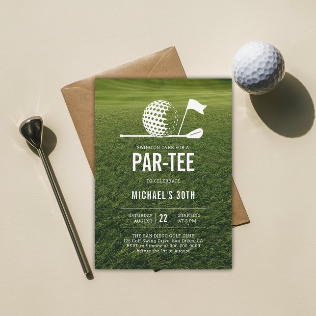 Golf Golfer Golfing Minimalistisch Men 30. Geburts Einladung (men 30th birthday invitation golf golfer golfing theme elegant modern classy minimalist)