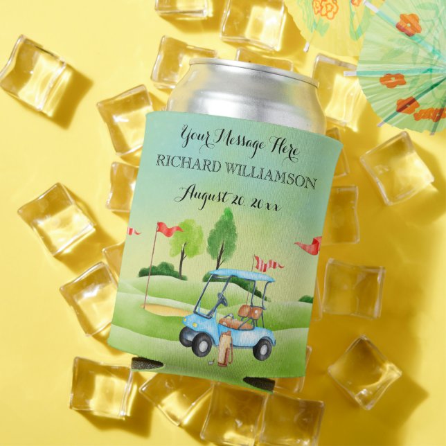 Golf Golfer Grüntöne Personalisierter Golfplatz Dosenkühler (In Situ Sommer)