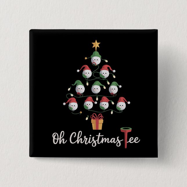 Golf Golfer Lustig Golfen Oh Weihnachten Tee Button (Vorderseite)