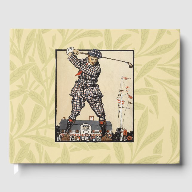 Golf Golfer Vintag antikes Golfspielen Gästebuch (Vorderseite)