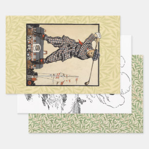 Golf Golfer Vintag antikes Golfspielen Geschenkpapier Set