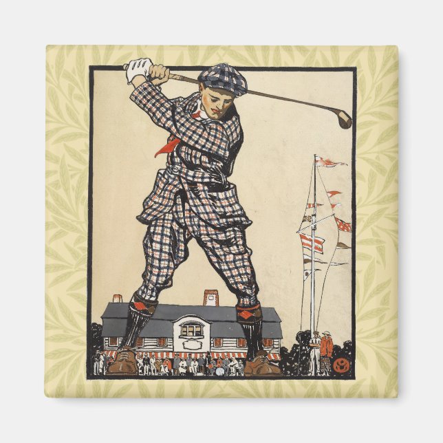 Golf Golfer Vintag antikes Golfspielen Magnet (Vorne)