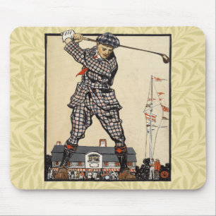 Golf Golfer Vintag antikes Golfspielen Mousepad