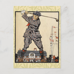 Golf Golfer Vintag antikes Golfspielen Postkarte