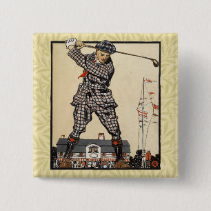 Golf Golfer Vintage Antik Golfen Button