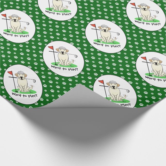 Golf Golfing Gelbe Labrador Labrador Retriever Dog Geschenkpapier (Ecke)