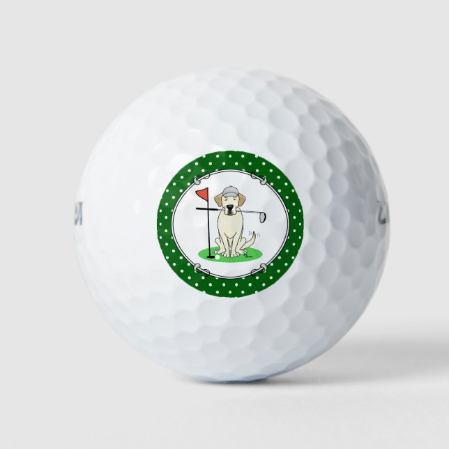 Golf Golfing Gelbe Labrador Labrador Retriever Dog Golfball (Vorderseite)