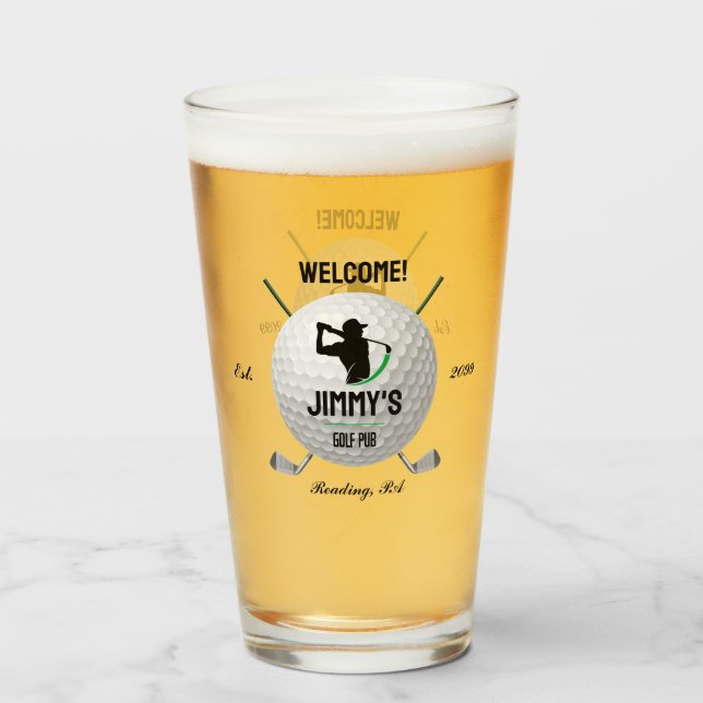 Golf Golfspielen Golfer Ball Clubs Beer Pint Glass Glas