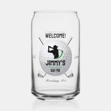 Golf Golfspielen Golfer Ball Clubs Bierkrug Glas
