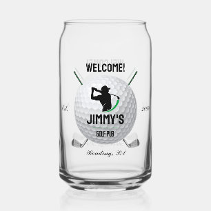 Golf Golfspielen Golfer Ball Clubs Bierkrug Glas