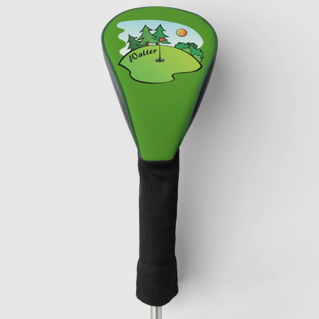 Golf Green mit Flag und Ball Headcover (Vorderseite)