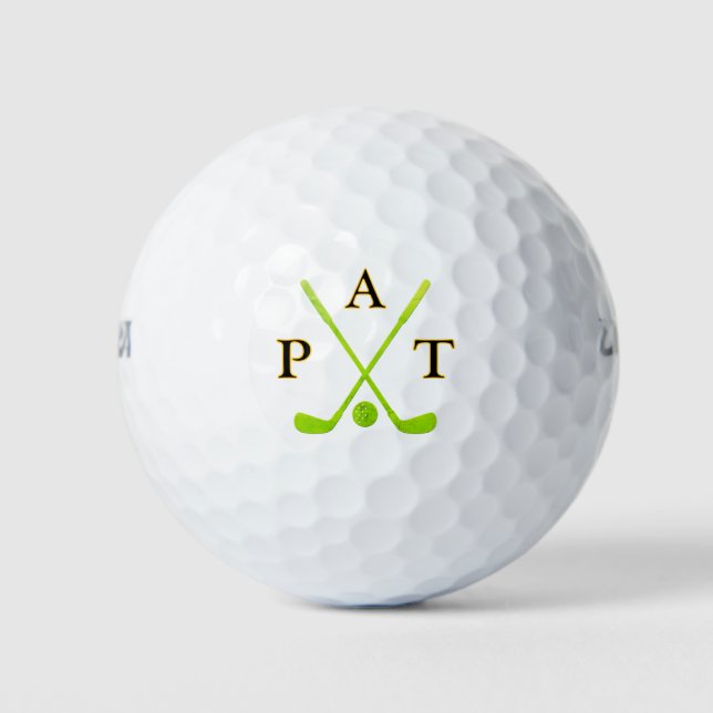 Golf Green Monogramm Dreibuchstaben-Spitzname Golfball (Vorderseite)