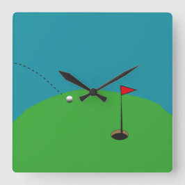 Golf Green Quadratische Wanduhr