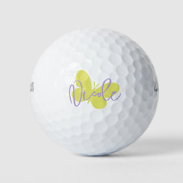 Golf Green Schmetterling und lila Skriptname Golfball