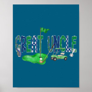 Golf Großonkel Loch Eins Illustration Poster