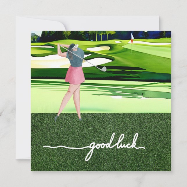 Golf Gruß Golf Ball viel Glück für Dame Golfer (Vorderseite)