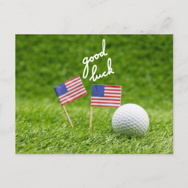 Golf Grußball viel Glück Flag Amerika Postkarte (Vorderseite)