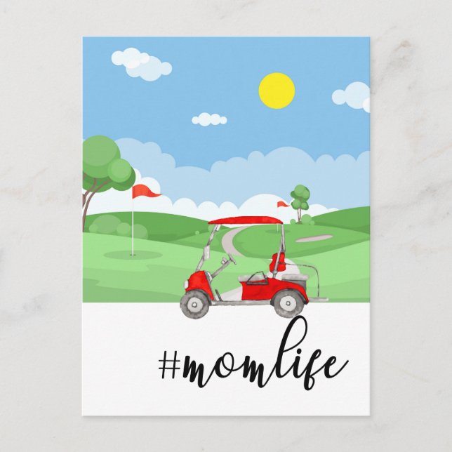 Golf Grußkarte mit Frauen Golf Mama Postkarte (Vorderseite)