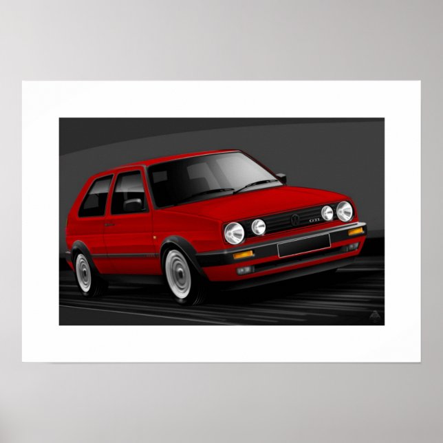 Golf GTI mk2 Poster Illustration (Vorne)