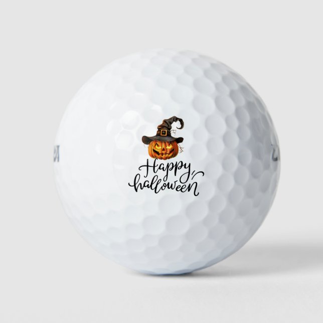 Golf Halloween mit geistspitzköpfiger Kürbis Golfball (Vorderseite)
