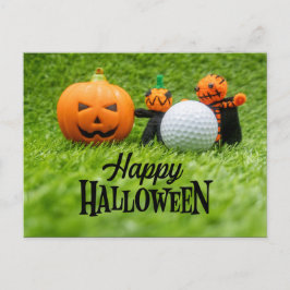 Golf Halloween mit Golfball und Geisterkürbis Postkarte