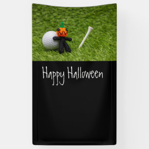 Golf Halloween mit Golfball und Kürbisgespenst Banner
