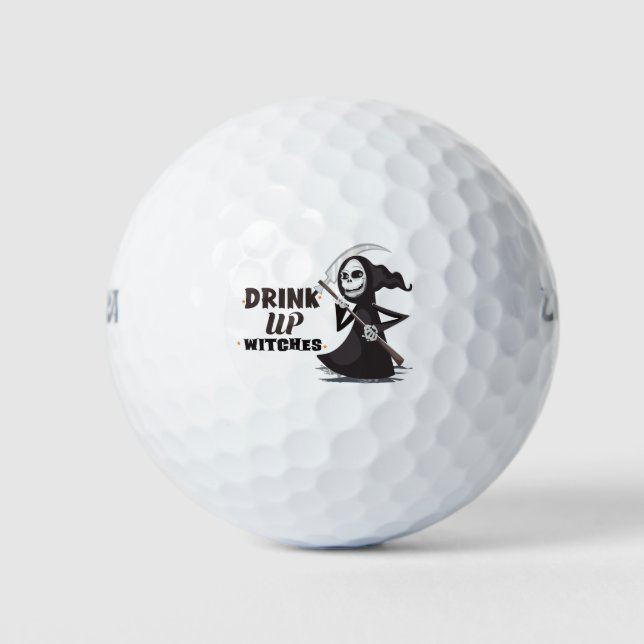 Golf Halloween mit Hexe Golfball (Vorderseite)