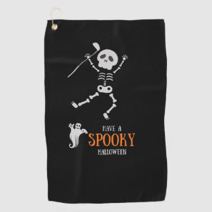 Golf Halloween mit Skeleton Golfer Sporn Golfhandtuch
