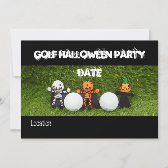 Golf Halloween-Party Einladung mit Monster (Vorderseite)