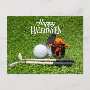 Golf Halloween Tag mit Golfkuchenkürbis Geist   Postkarte