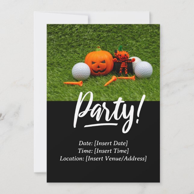 Golf Halloween Thema für Golfer Einladung (Vorderseite)