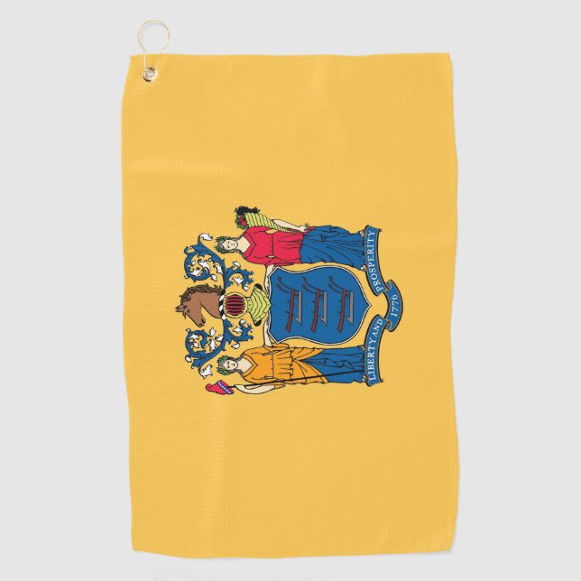 Golf Handtuch mit der Flagge von New Jersey (Vorderseite)