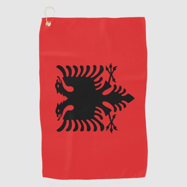 Golf Handtuch mit Flagge Albaniens (Vorderseite)