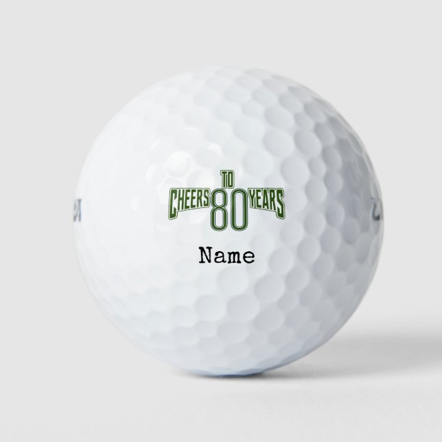 Golf Happy 80. Geburtstag Golfer Name Nummer Golfball (Vorderseite)