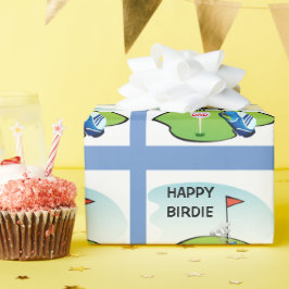 Golf Happy Birdie Cartoon Party / Glossy Geschenkpapier