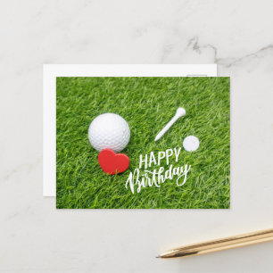 Golf Happy Birthday Golf Ball und Tee mit Liebe C Postkarte