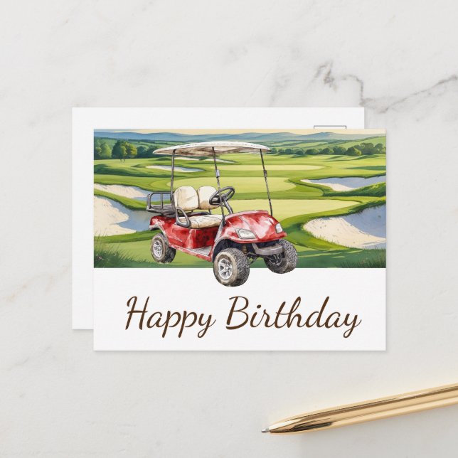 Golf Happy Birthday Golfer Golfing Postkarte (Vorderseite/Rückseite Beispiel)