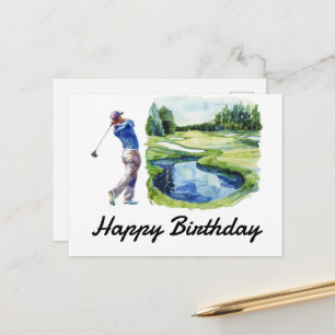 Golf Happy Birthday Golfer Golfing Postkarte