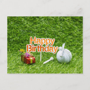 Golf Happy Birthday mit Golf Ball Tee und Geschenk Postkarte