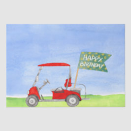 Golf Happy Birthday mit Golfwagen Packpapier Seidenpapier